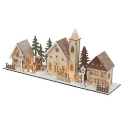 Urbn-Living Urbnliving 40Cm Width Assorted Christmas Scene Decoration With Light Warm White Leds Wooden Ornament Gift - thumbnail 5