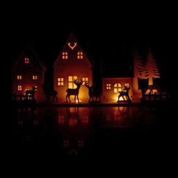 Urbn-Living Urbnliving 40Cm Width Assorted Christmas Scene Decoration With Light Warm White Leds Wooden Ornament Gift - thumbnail 6