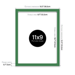 11X9 Green Picture Frame (27.9 X 22.9Cm) Poster, Photo, Artwork, Gallery Wall Or Print - thumbnail 3