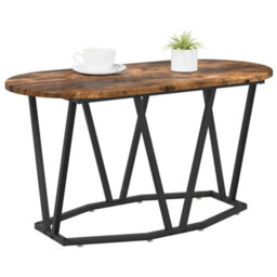 Berkfield Coffee Table In Smoked Oak - 80X40X40.5 Cm, Made From Engineered Wood And Metal - thumbnail 3
