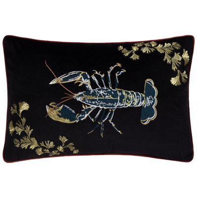 Paoletti Atlantica Embroidered Velvet Feather Rich Cushion - image 1