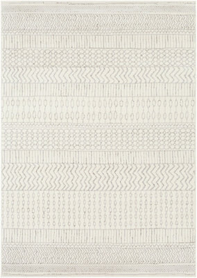 Livabliss Pisa-Geometric Grey Off-White Charcoal Living Dining Bedroom Rug 150 X 213 Cm Easy Care, Non Shedding - image 1