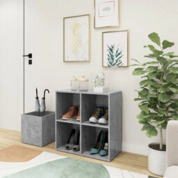Berkfield Hall Shoe Cabinet Concrete Grey 105X35.5X70 Cm Engineered Wood