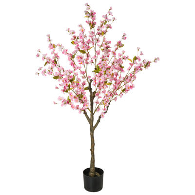 Beliani Artificial Plant Cherry Tree 152 Cm Pink - image 1