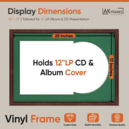 "AK Frames 25X17"" Rose Wood Classic Vinyl Record Frame With Emerald Mount For 12 Inch Lp Cover & Disc - Overlapped Design" - thumbnail 2