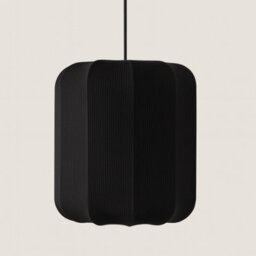 CGC Lighting Cgc Lila Black Cylinder Ribbed Stretch Cotton Fabric Lampshade