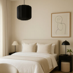 CGC Lighting Cgc Lila Black Cylinder Ribbed Stretch Cotton Fabric Lampshade - thumbnail 4
