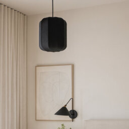 CGC Lighting Cgc Lila Black Cylinder Ribbed Stretch Cotton Fabric Lampshade - thumbnail 2