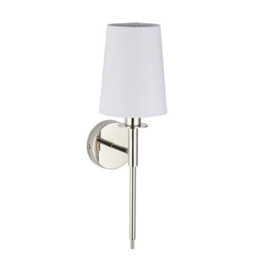 Luminosa Lighting Luminosa Florence Wall Lamp Bright Nickel Plate & Vintage White Fabric - thumbnail 6