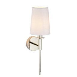 Luminosa Lighting Luminosa Florence Wall Lamp Bright Nickel Plate & Vintage White Fabric