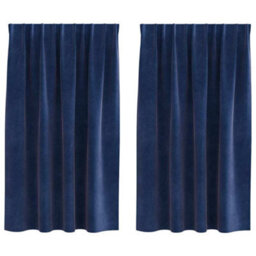 Berkfield Blackout Curtains With Top Tape 2 Pcs Dark Blue Velvet - thumbnail 2
