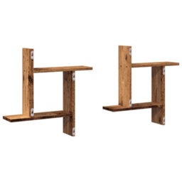 Berkfield Wall Shelves 2 Pcs Old Wood 50X12X50 Cm Engineered Wood - thumbnail 6