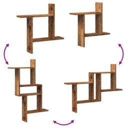 Berkfield Wall Shelves 2 Pcs Old Wood 50X12X50 Cm Engineered Wood - thumbnail 7