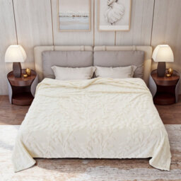 Thehotsale Milk Velvet 3D Leaves Comfortable Soft Warm Plush Fuzzy Throw Blanket Livingroom Bedroom Pation Beige 200Cm L X 150Cm W - thumbnail 3