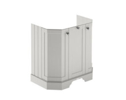 Nuie Old London Floor Standing Angled 3 Door Vanity Unit With Ceramic Basin, Traditional Bathroom Sink Cabinet In Timeless Sand, 600mm