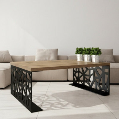 Pales Coffee Table Laminated Board Black Matt With Oak Imitation - image 1