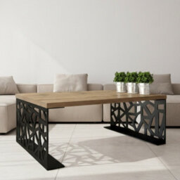 Pales Coffee Table Laminated Board Black Matt With Oak Imitation