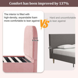 Btm 3Ft Single Hydraulic Bed 90X190Cm With Headboard And Large Storage, Upholstered Velvet Pink - thumbnail 8