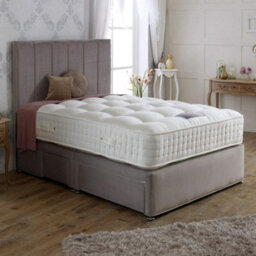 Divan Base Direct Dura Beds Royal Crown Natural 2000 Pocket Sprung Top Divan Bed Set 4Ft Small Double 2 Drawers Side- Plush Light Silver