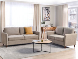 Beliani Living Room Set 5 Seater Mare Fabric Taupe With Storage - thumbnail 2