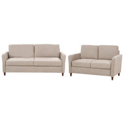 Beliani Living Room Set 5 Seater Mare Fabric Taupe With Storage - thumbnail 4