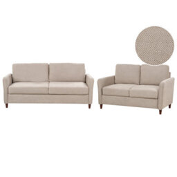 Beliani Living Room Set 5 Seater Mare Fabric Taupe With Storage - thumbnail 1