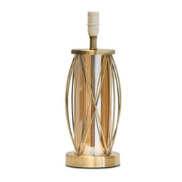 Lighting Supermarket Ashleigh Antique Brass Amber Glass Cylinder Lantern Table Lamp - Base Only - thumbnail 1
