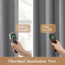 Ameha Charcoal Linen Blackout Eyelet Curtain 90X90 Inches Ready Made Thermal Insulated Energy Saving For Living Room Curtain - thumbnail 5