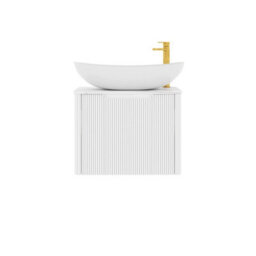 Royal Bathrooms Avenza 600mm Matt White Wall Hung Bathroom Countertop Vanity Unit 1 Drawer With Cesar Basin - thumbnail 6