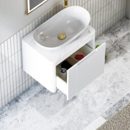 Royal Bathrooms Avenza 600mm Matt White Wall Hung Bathroom Countertop Vanity Unit 1 Drawer With Cesar Basin - thumbnail 5