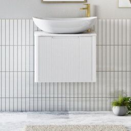 Royal Bathrooms Avenza 600mm Matt White Wall Hung Bathroom Countertop Vanity Unit 1 Drawer With Cesar Basin - thumbnail 1