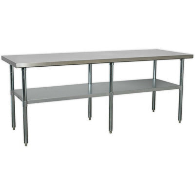Durable 2.1M Stainless Steel Work Bench With Adjustable Storage Shelf For Kitchen & Workshop - image 1