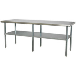 Durable 2.1M Stainless Steel Work Bench With Adjustable Storage Shelf For Kitchen & Workshop - thumbnail 3