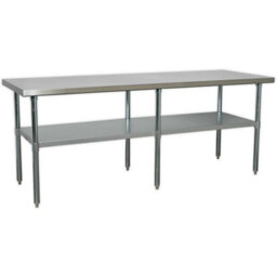 Durable 2.1M Stainless Steel Work Bench With Adjustable Storage Shelf For Kitchen & Workshop - thumbnail 1
