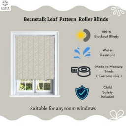 Lister Cartwright Beanstalk Leaf Patterned Roller Blinds - (180 X 140 Cm) Easy To Fit Child Safety Included - Calico - thumbnail 3