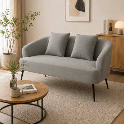 Living And Home Modern Grey Chenille 2-Seater Sofa With 2 Scatter Cushions - image 1