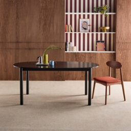 Sweeek - Oval Rubberwood Dining Table 180Cm Seats 6 Black - Constance - thumbnail 1
