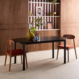 Sweeek - Oval Rubberwood Dining Table 180Cm Seats 6 Black - Constance - thumbnail 4
