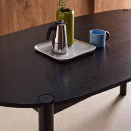Sweeek - Oval Rubberwood Dining Table 180Cm Seats 6 Black - Constance - thumbnail 6