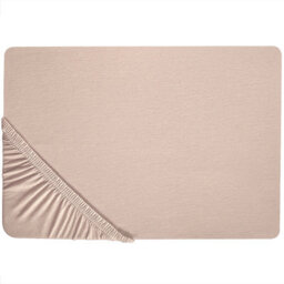 Beliani Fitted Sheet Hofuf Cotton 180 X 200 Cm Beige - thumbnail 1