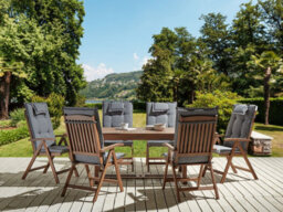 Beliani Garden Dining Set 6 Seater Amantea With Cushions Acacia Wood Grey - thumbnail 2