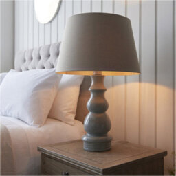 Loops Blue Grey Glaze & Satin Nickel Platetable Lamp - 685mm Tall Light - thumbnail 3