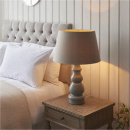 Loops Blue Grey Glaze & Satin Nickel Platetable Lamp - 685mm Tall Light - thumbnail 4