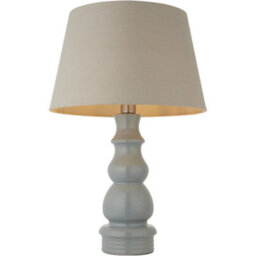 Loops Blue Grey Glaze & Satin Nickel Platetable Lamp - 685mm Tall Light