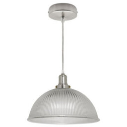 Long Life Lamps Company Retro Antique Silver Ceiling Pendant Ribbed Dome Glass Light Shade M0022 - thumbnail 3