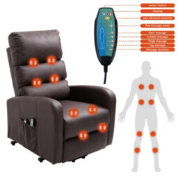Btm Power Massage Lift Recliner Chair With Heat And  Vibration, Heavyduty Motor, Side Pockets, Faux Leathe - thumbnail 2