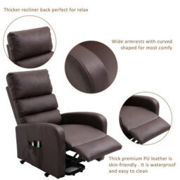 Btm Power Massage Lift Recliner Chair With Heat And  Vibration, Heavyduty Motor, Side Pockets, Faux Leathe - thumbnail 8