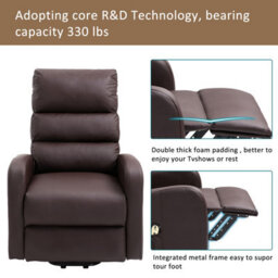 Btm Power Massage Lift Recliner Chair With Heat And  Vibration, Heavyduty Motor, Side Pockets, Faux Leathe - thumbnail 9
