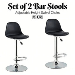 2Pcs Adjustable Bar Stools Swivel Kitchen Chairs - thumbnail 1