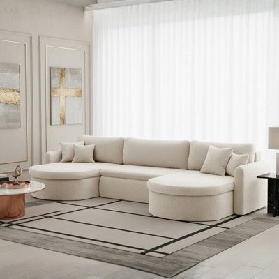 Verona U Corner Sofa Bed With Storage Container White - image 1